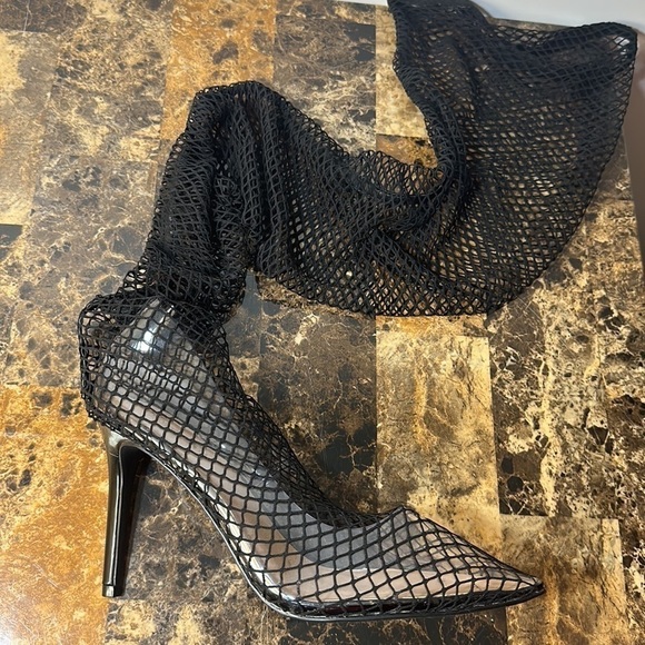 Fashion to Figure 9 Obsidian Thigh-High Fishnet Stocking Boots - Nadia X FTF - Picture 5 of 16